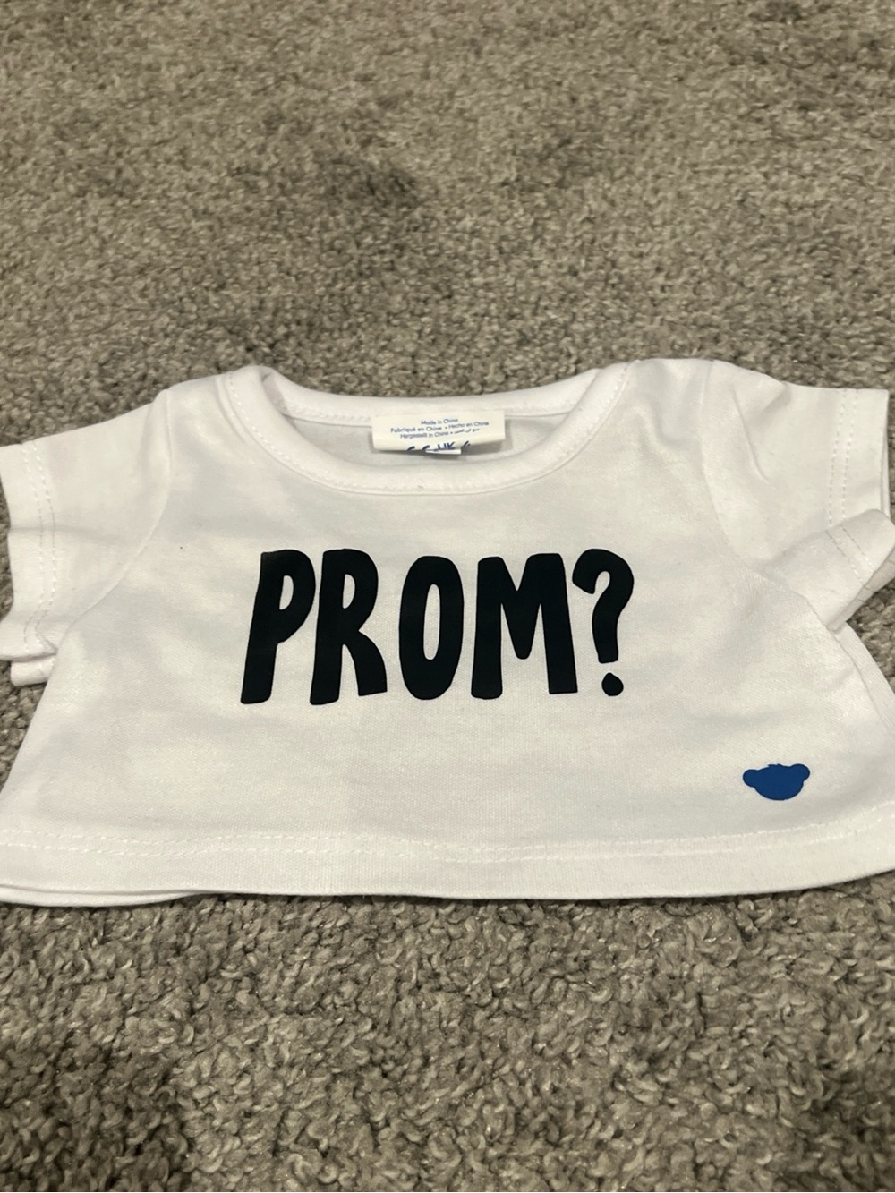 Build-A-Bear White Kids 'PROM?' Graphic Tee with Blue Bear Logo